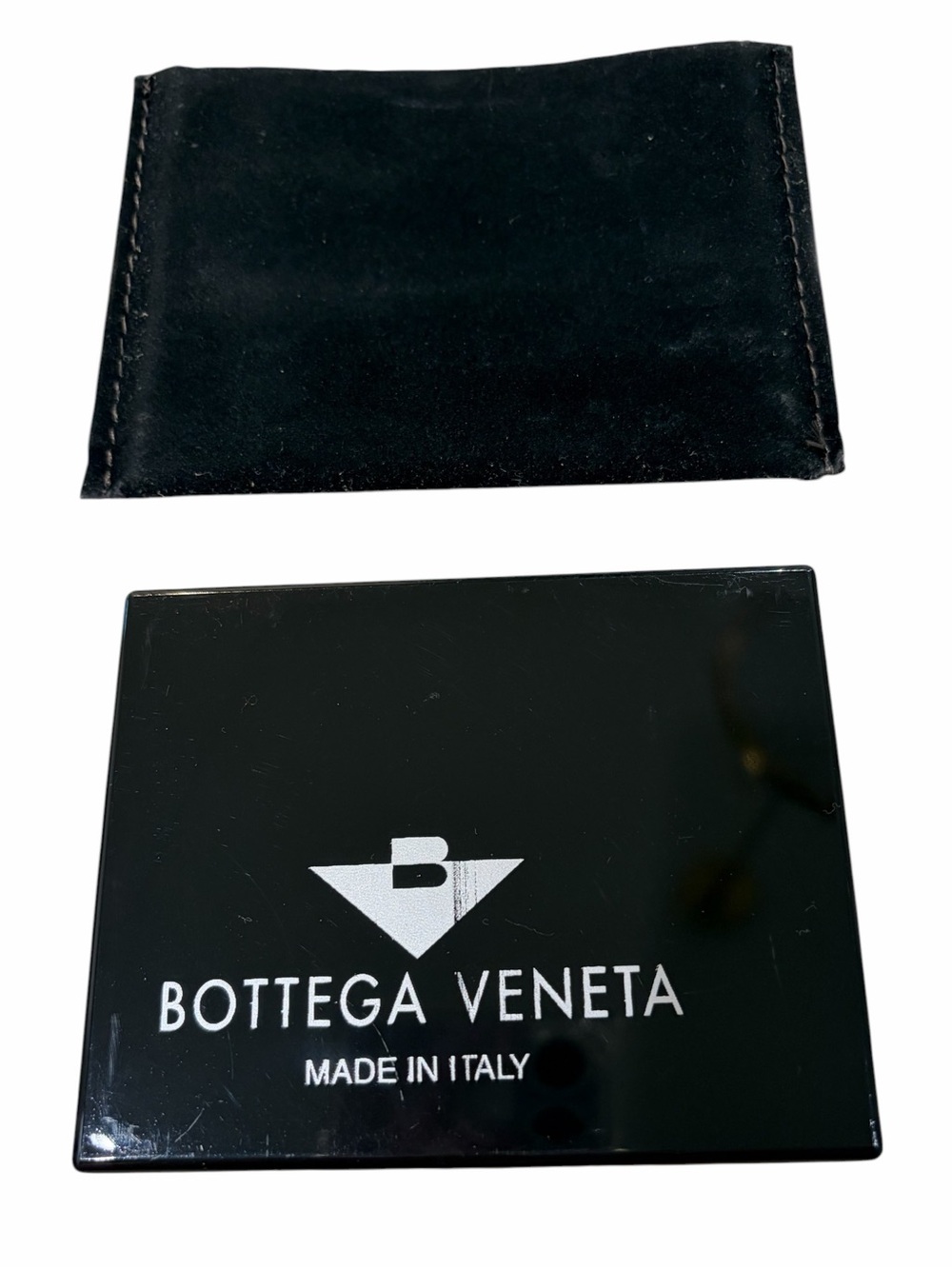Vintage Bottega Veneta Cosmetic Mirror with original pouch 80’s Authentic